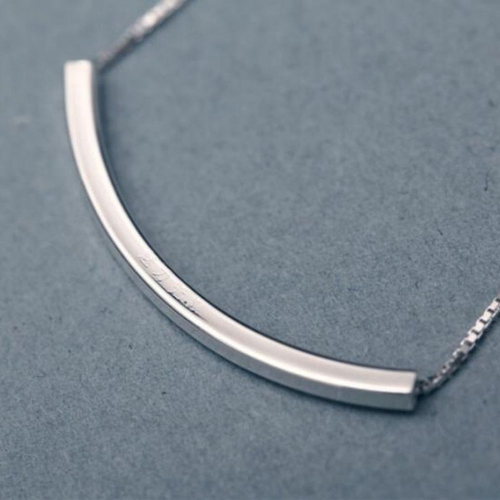 NEW 925 Sterling Silver Simple Bar Necklace N - Picture 6 of 8